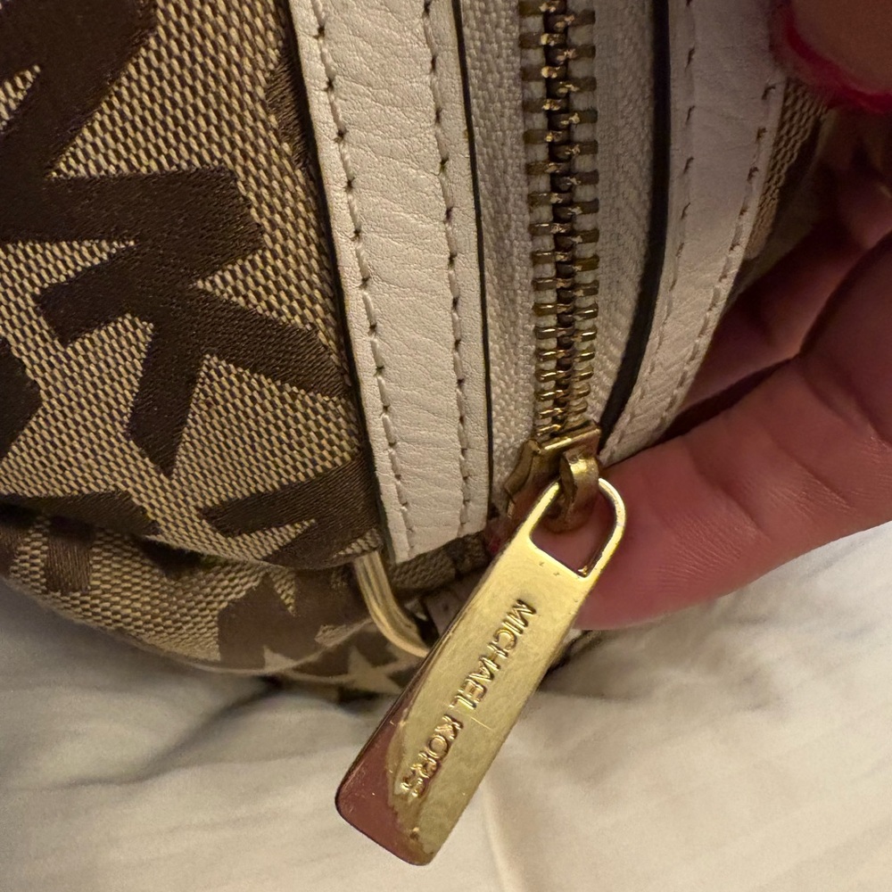 Michael Kors Tan and Brown Satchel with Monogram Print - Picture 10 of 10